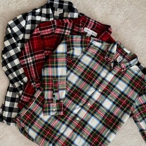 3-Pack Plaid Button Down Shirts, Gap, Old Navy, Boys Size 12 EUC